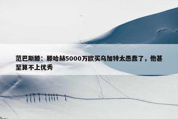 范巴斯滕：滕哈赫5000万欧买乌加特太愚蠢了，他甚至算不上优秀