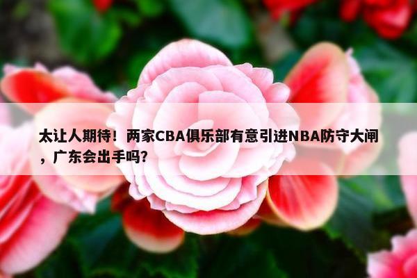 太让人期待！两家CBA俱乐部有意引进NBA防守大闸，广东会出手吗？