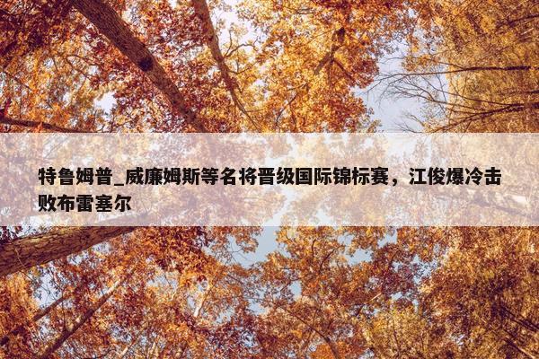 特鲁姆普_威廉姆斯等名将晋级国际锦标赛，江俊爆冷击败布雷塞尔