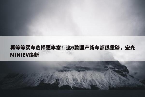 再等等买车选择更丰富！这6款国产新车都很重磅，宏光MINIEV焕新